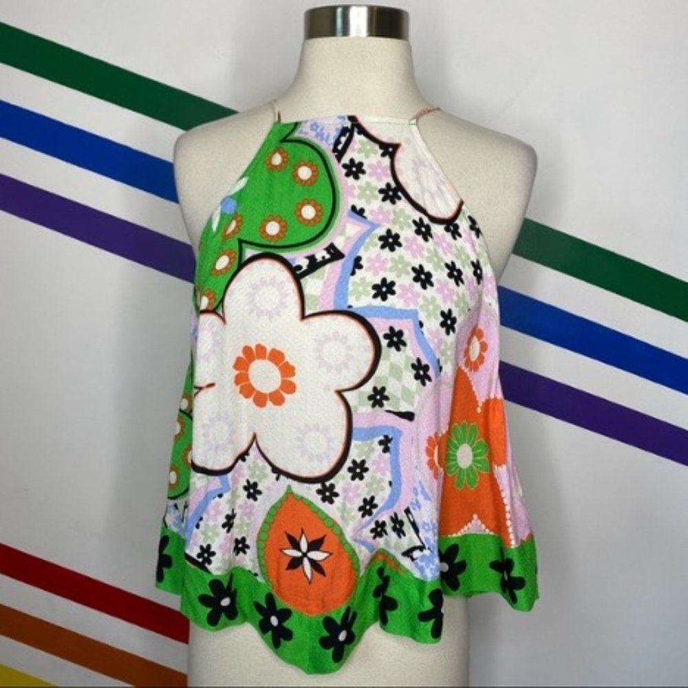 Free People 70s Floral Daisy Flowy Top Size Medium